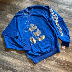 Disney Parks Walt Disney World foil Mickey Mouse Blue Sweatshirt size Small